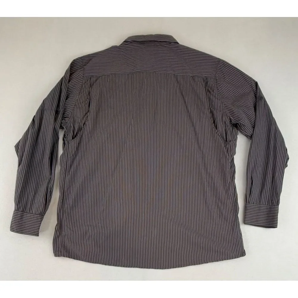 North Face‎ Tekware Shirt Large Striped Outdoors Hike Camp Gorpcore Long Sleeve